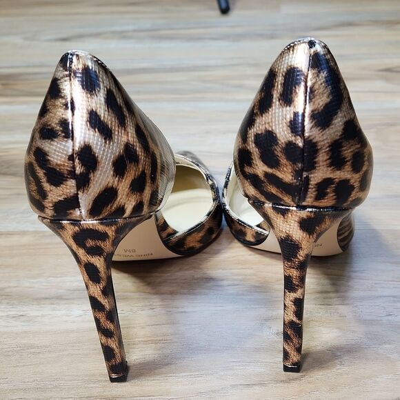 🩵NIB Nine West Black & Metallic Gold Leopard Print High Heel Pumps Size 8 - Picture 11 of 16